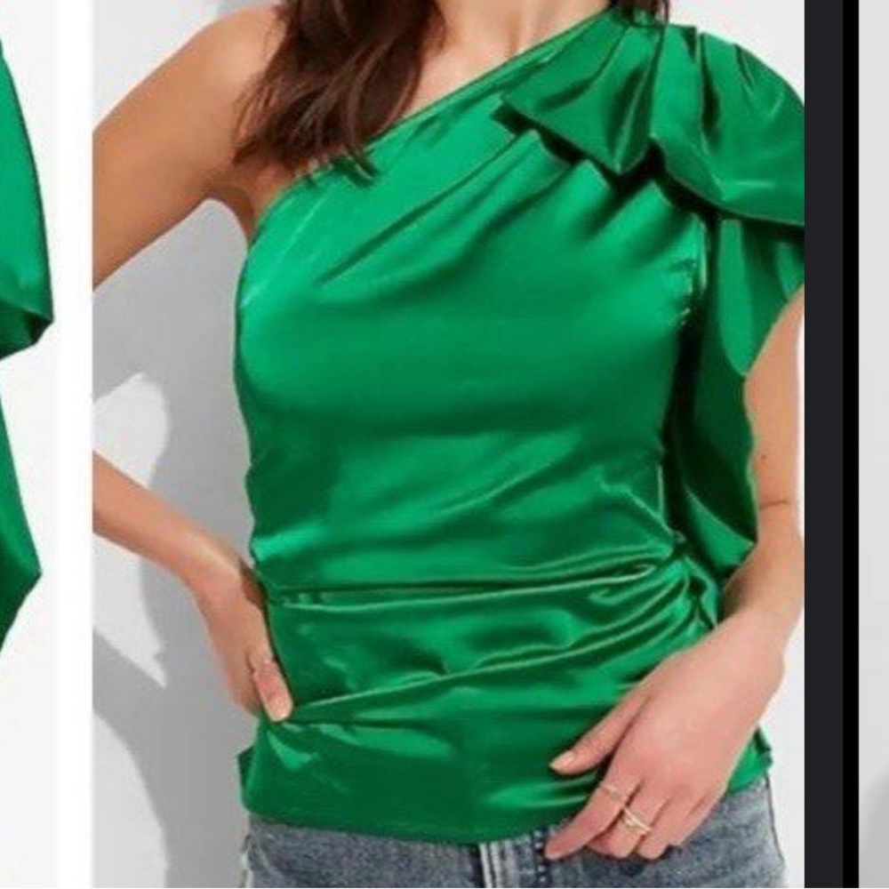 Satin Ruffle One Shoulder Top NWT